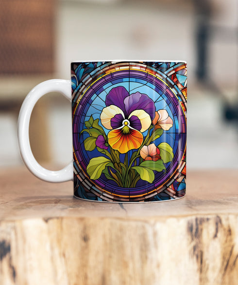 Pansy Suncatcher Artwork Ceramic Mug